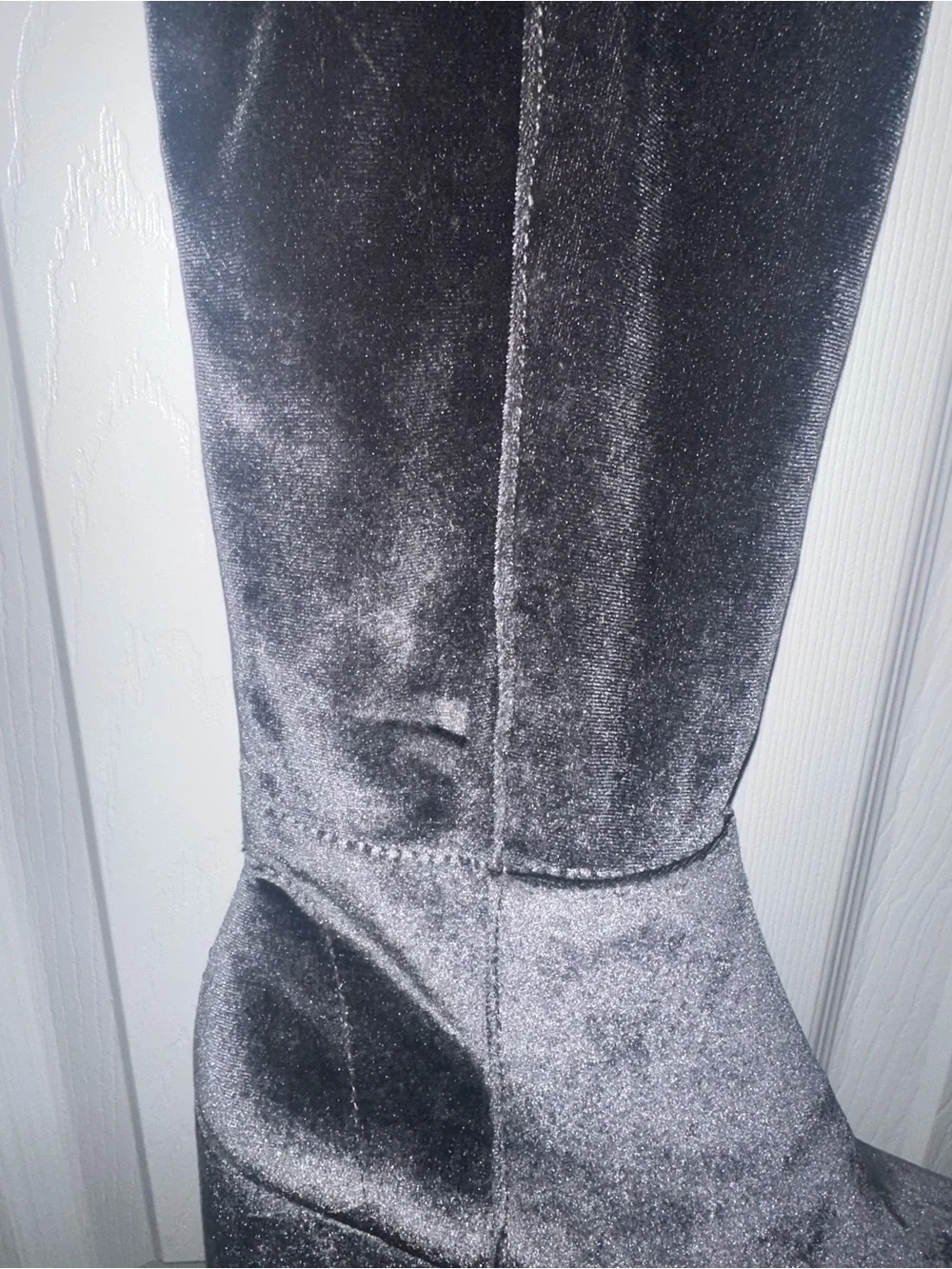 Aldo Charcoal Velvet Over-the-Knee Block Heel Boots